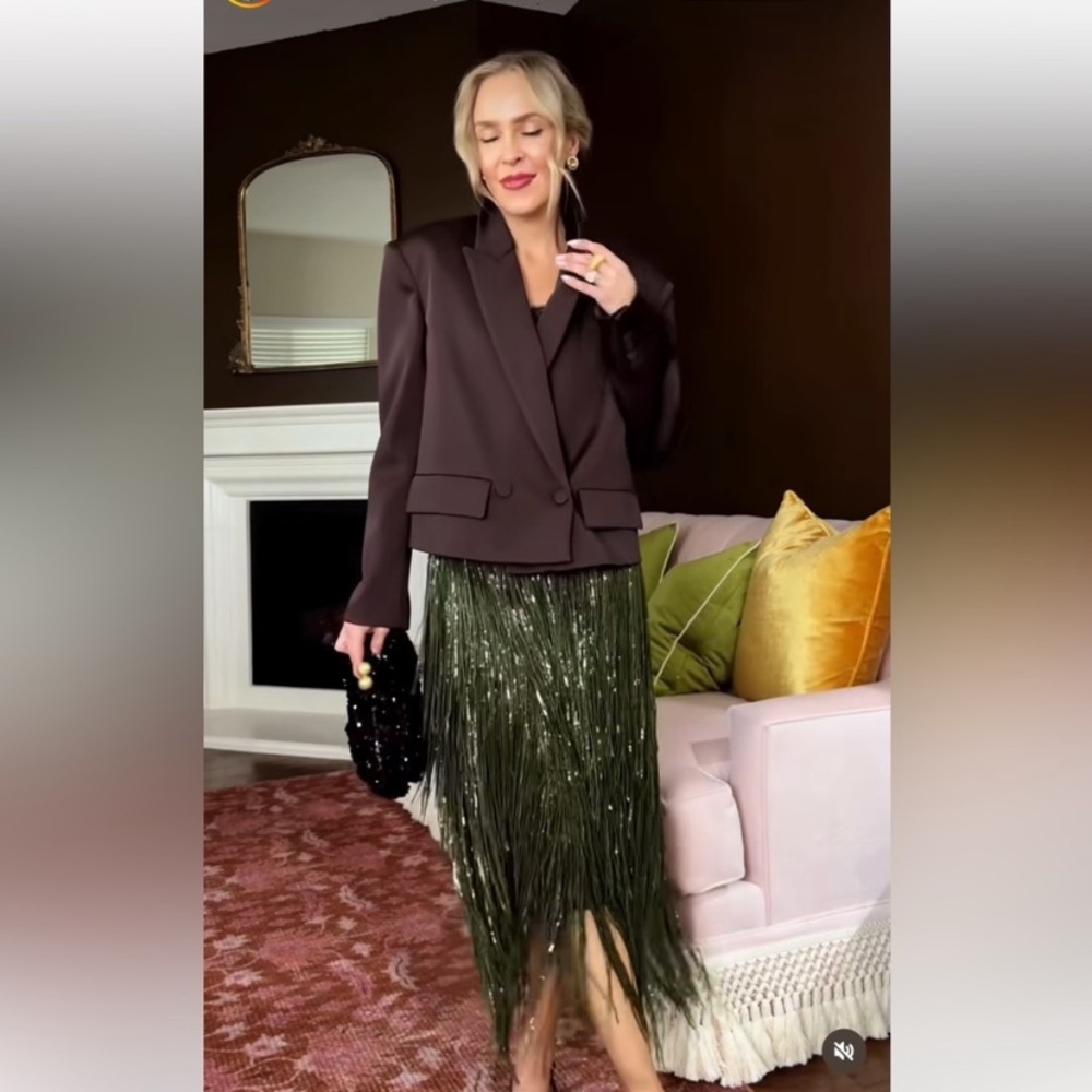 Zara LIMITED EDITION FRINGED SEQUIN ZW COLLECTION SKIRT - Picture 6 of 14